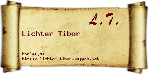 Lichter Tibor névjegykártya